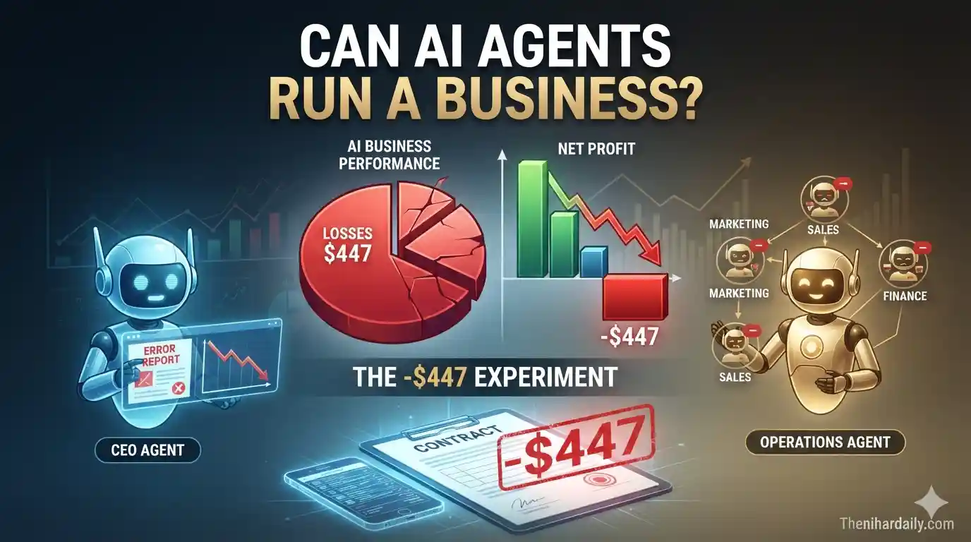 Abstract editorial illustration representing an autonomous AI agent erratically adjusting the price of a mobile subscription app during a 24-hour business experiment