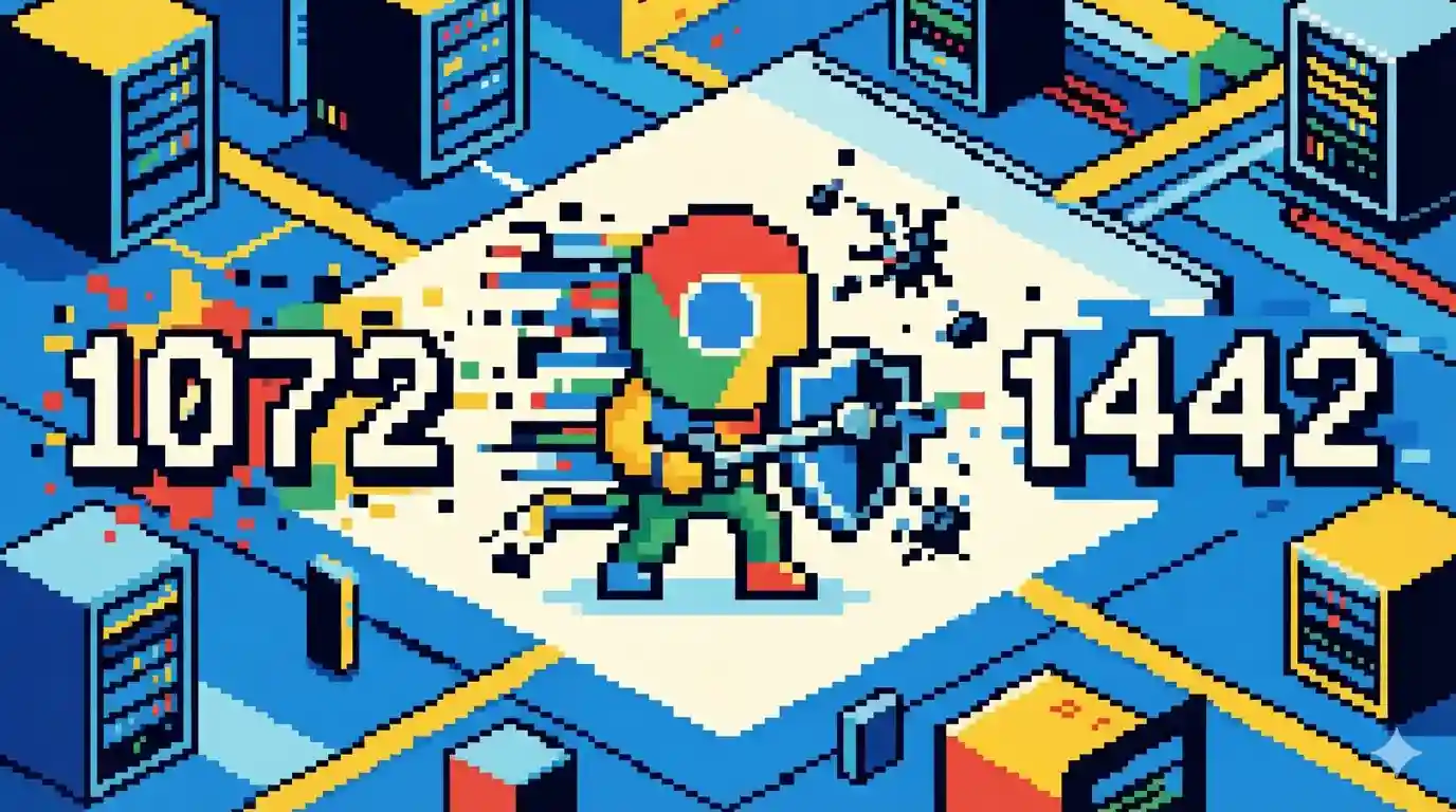 Abstract editorial graphic representing a Chrome browser security update accelerated by AI-driven vulnerability triage