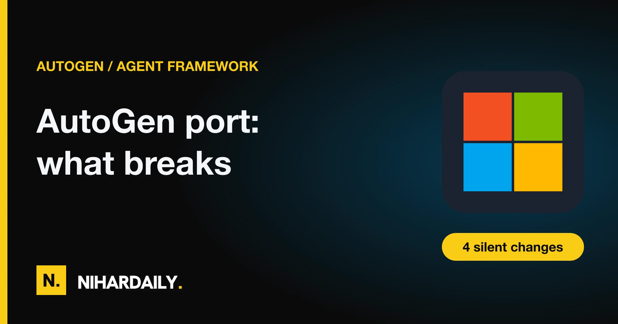 Microsoft and Python logos with an arrow from AutoGen code to Agent Framework code