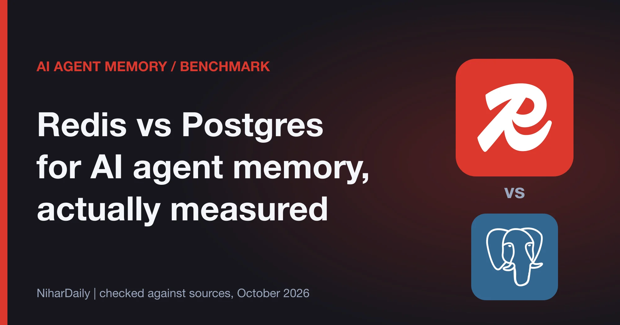 Latency benchmark comparing Redis and PostgreSQL for AI agent session memory
