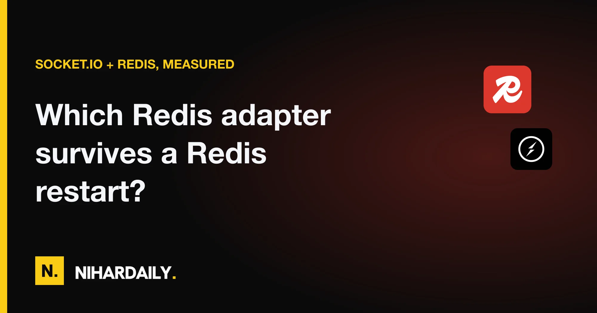 Socket.IO and Redis logos with a broken connection line between two servers