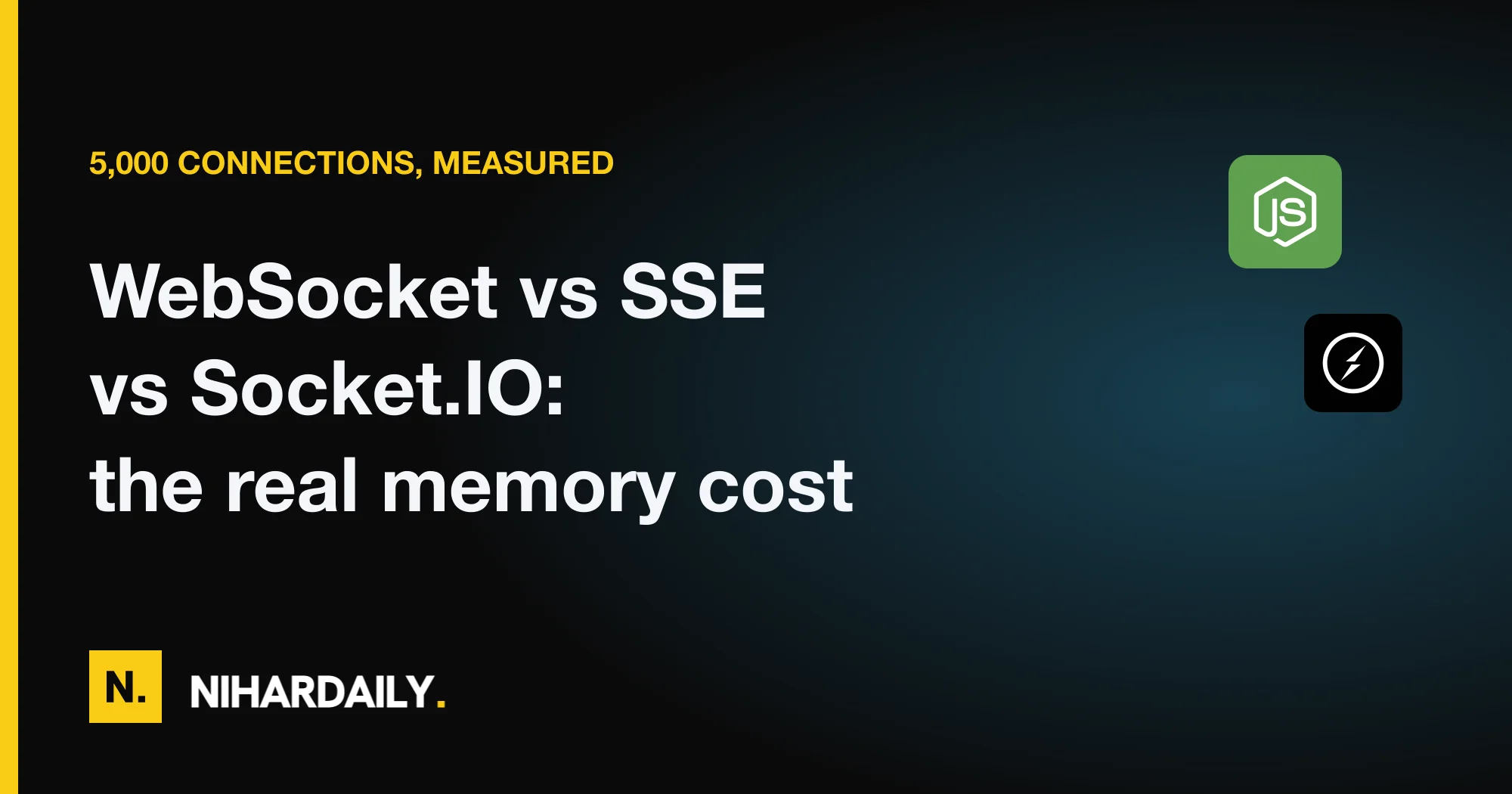 Three icons for WebSocket, Server-Sent Events and Socket.IO with memory usage bars beside each